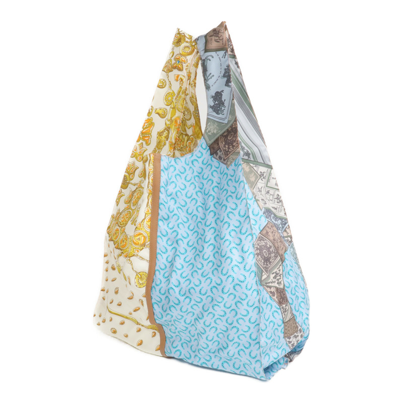 HERMES 絲質/Swift皮革Petit H Shopping Bag銀扣購物袋-2