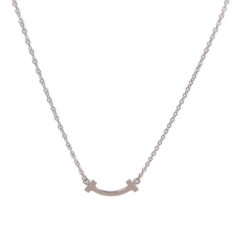 TIFFANY＆CO 18K白金T Smile Necklace鑽石項鍊-1