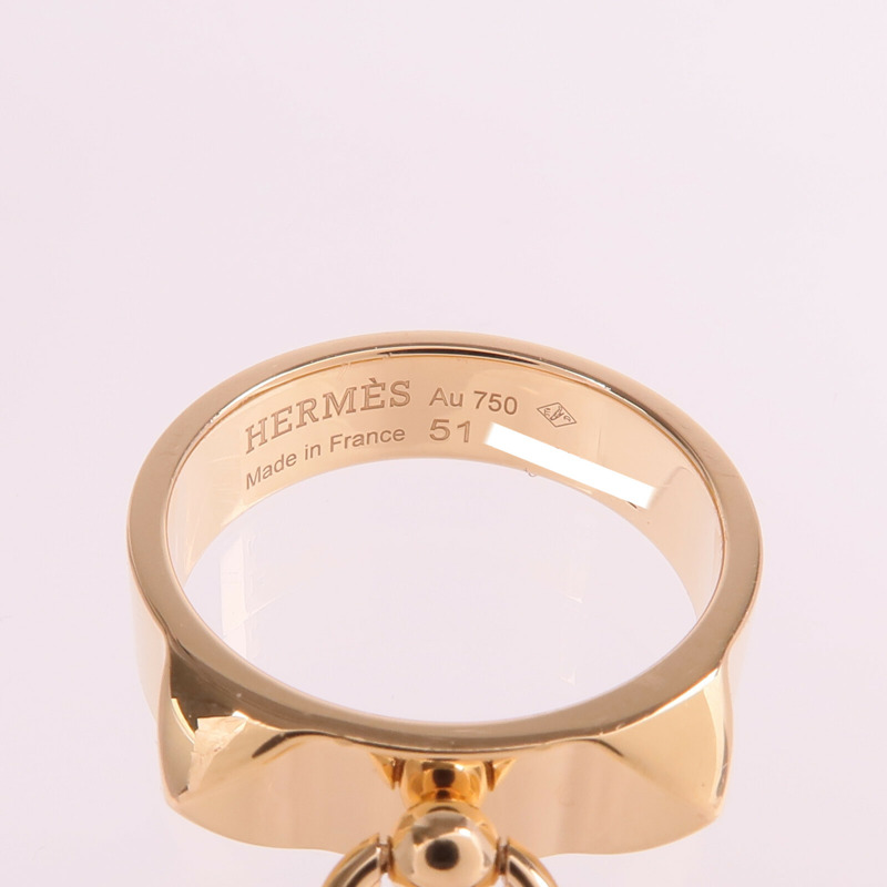 HERMES 18K玫瑰金Collier de chien Ring戒指US#5.75-4