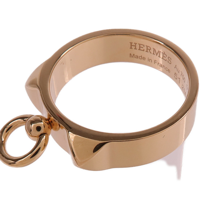 HERMES 18K玫瑰金Collier de chien Ring戒指US#5.75-6