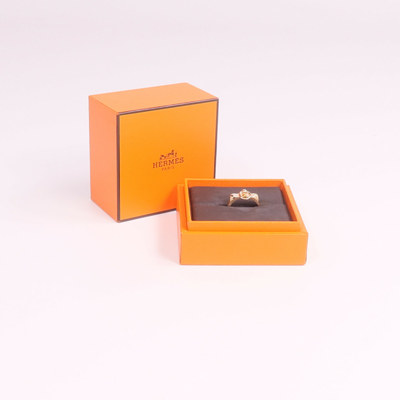 HERMES 18K玫瑰金Collier de chien Ring戒指US#5.75-9