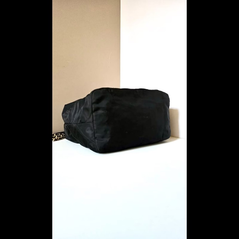 【LA LUNE】絕版古董包 兩用Prada黑金鏈子水桶包 側背包 單肩包 托特包 中古-3