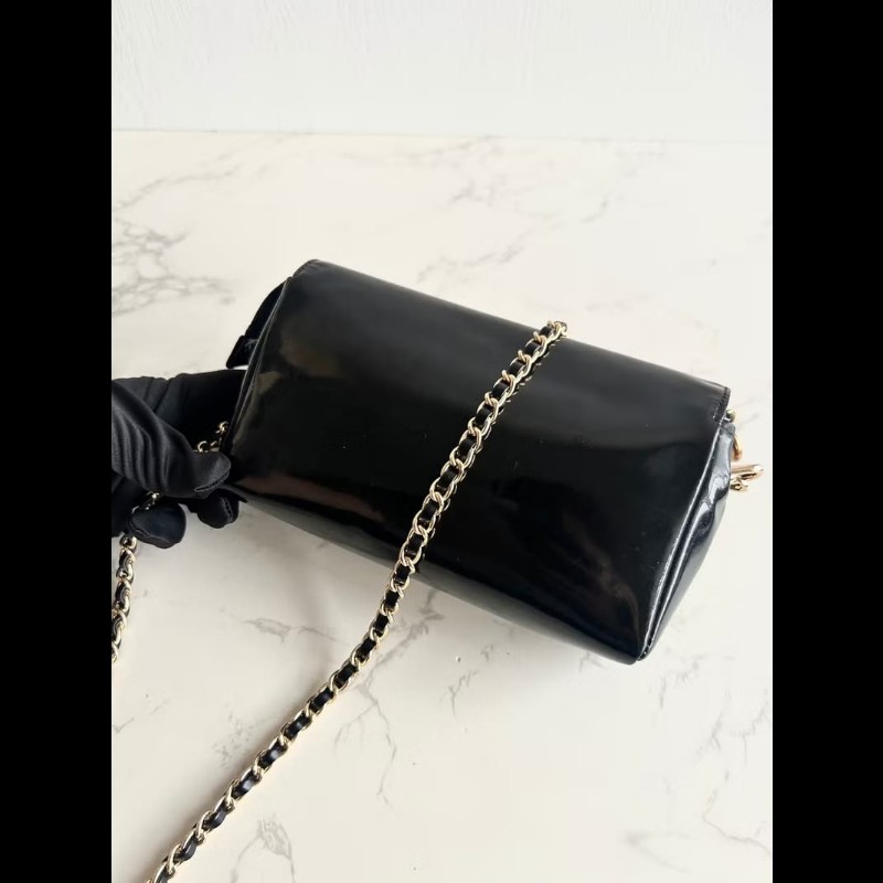 【LA LUNE】稀有中古包 Chanel 黑金色連鏡子斜背包 單肩包 側背包 古董包-7