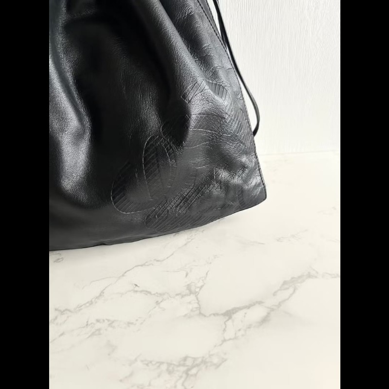 【LA LUNE】絕版中古包 Loewe黑色納帕皮革抽繩包 側背包 斜背包 單肩包 二手-4