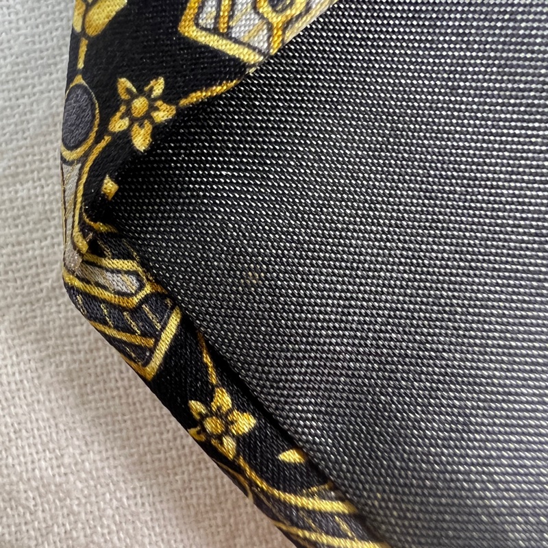 Lanvin 黑色復古風幾何圖案領帶 領結 絲綢（中古）-6