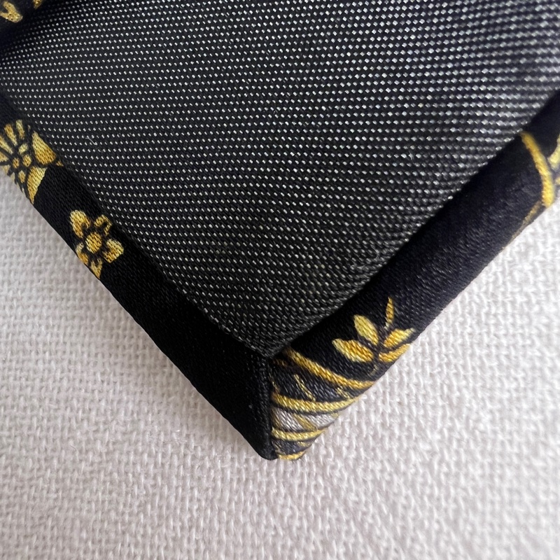 Lanvin 黑色復古風幾何圖案領帶 領結 絲綢（中古）-8