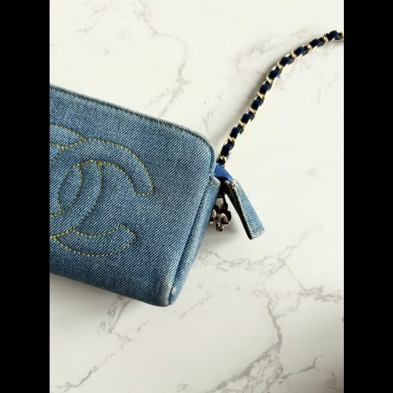 【LA LUNE】稀有中古包 Chanel牛仔藍明線小包 側背包 斜背包 單肩包 二手包-1
