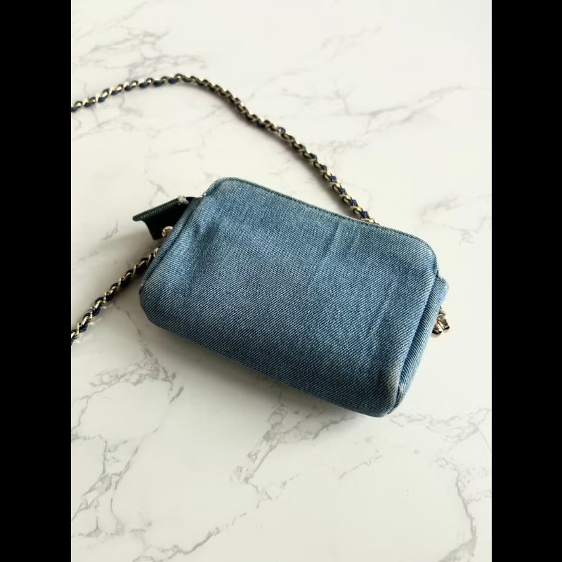 【LA LUNE】稀有中古包 Chanel牛仔藍明線小包 側背包 斜背包 單肩包 二手包-3