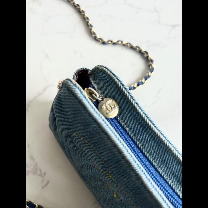 【LA LUNE】稀有中古包 Chanel牛仔藍明線小包 側背包 斜背包 單肩包 二手包-5