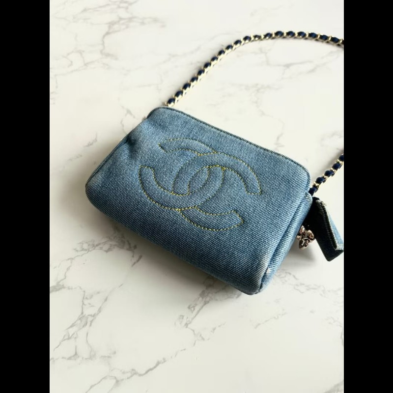【LA LUNE】稀有中古包 Chanel牛仔藍明線小包 側背包 斜背包 單肩包 二手包-7