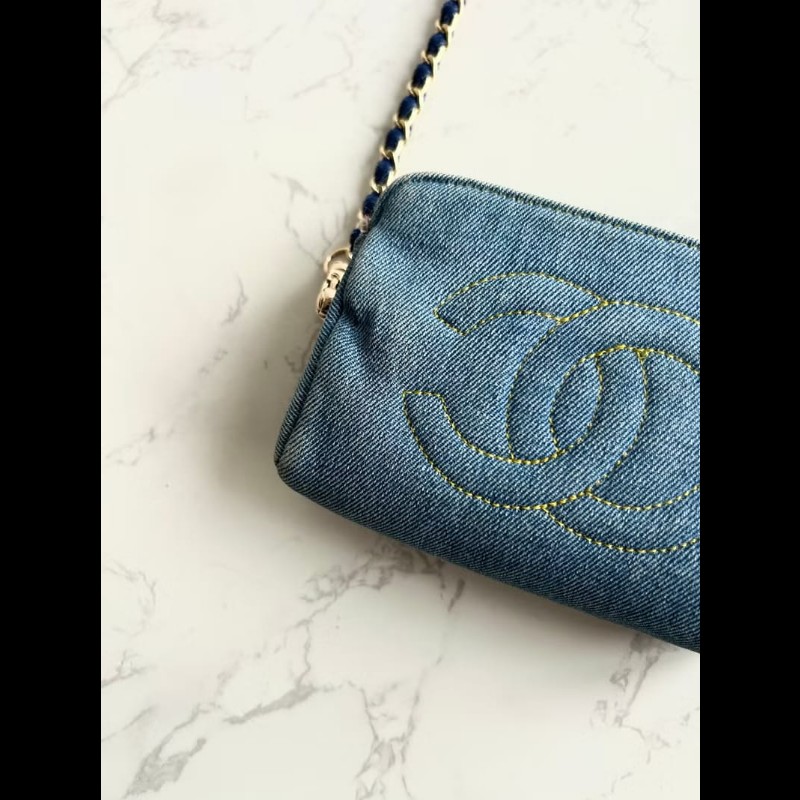 【LA LUNE】稀有中古包 Chanel牛仔藍明線小包 側背包 斜背包 單肩包 二手包-8
