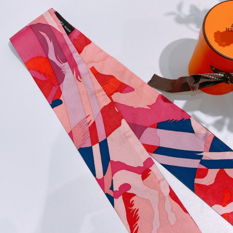 TW4769    Hermes 愛馬仕 絲巾 Horse Cheval Bandeau Scarf Pink-5