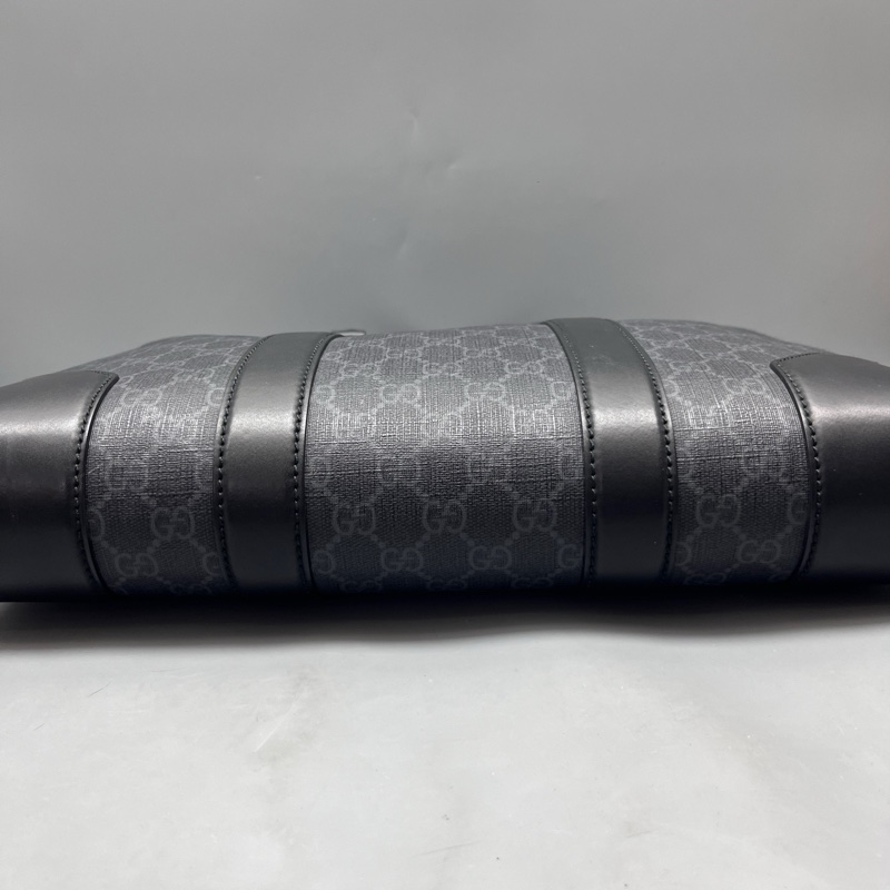 GUCCI 98新 黑花拼皮公文手提包 無肩帶  無附件-2