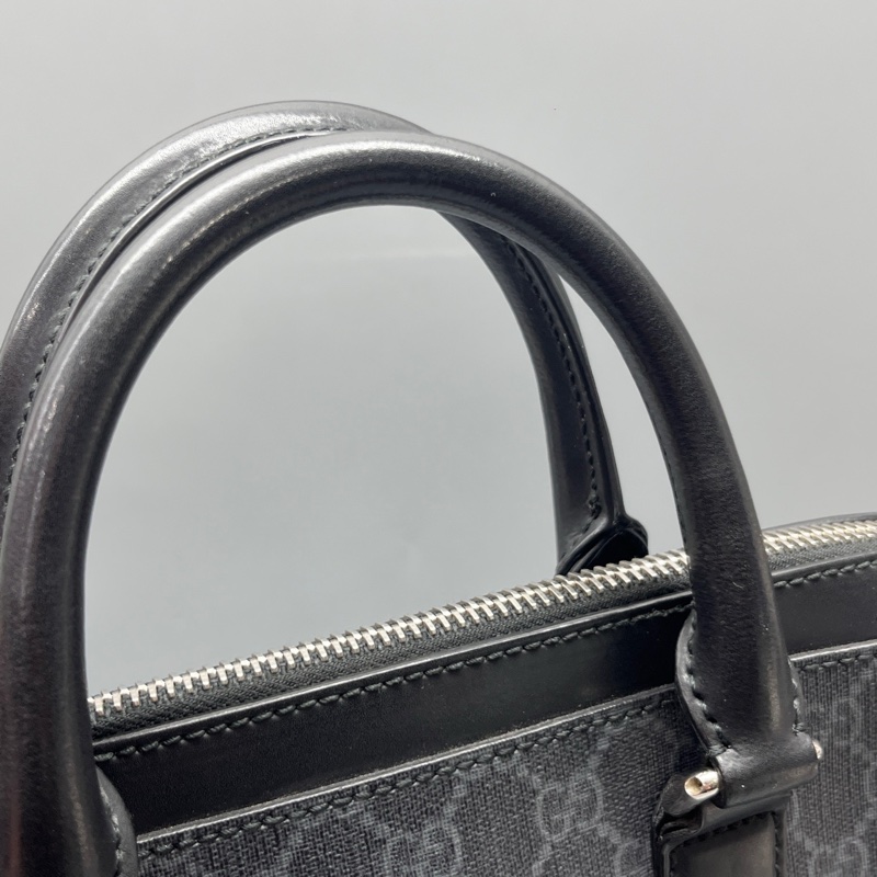 GUCCI 98新 黑花拼皮公文手提包 無肩帶  無附件-8