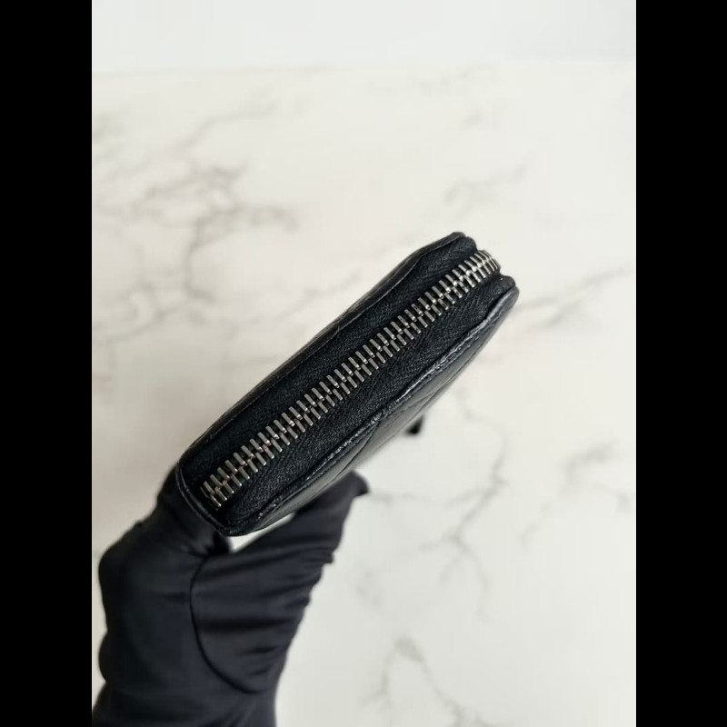 【LA LUNE】稀有中古包 Chanel黑金色小羊皮革長夾 皮夾 錢包 二手包 古董包-6