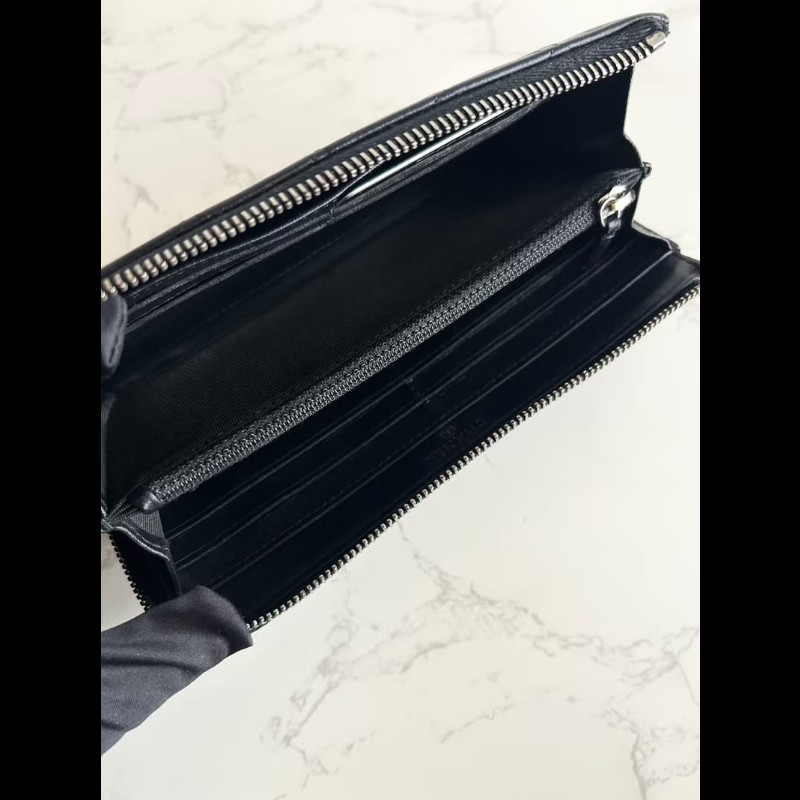 【LA LUNE】稀有中古包 Chanel黑金色小羊皮革長夾 皮夾 錢包 二手包 古董包-8