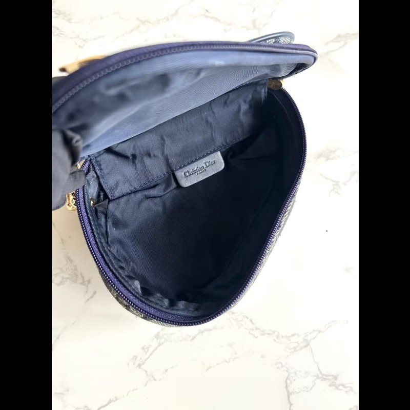 【LA LUNE】稀有中古包 Dior深藍老花馬鞍包 單肩包 側背包 斜背包 古董二手-5