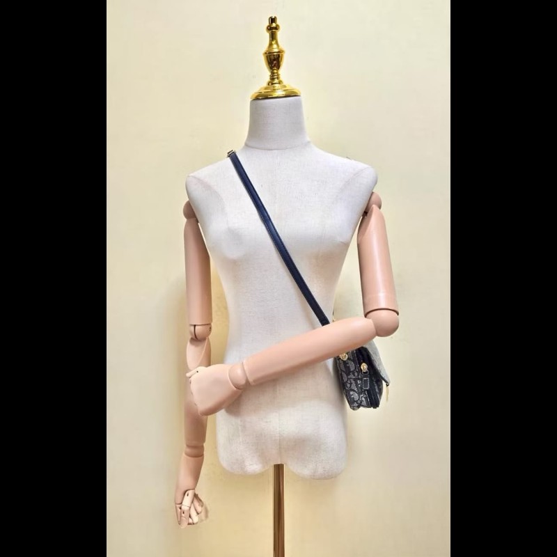 【LA LUNE】稀有中古包 Dior深藍老花馬鞍包 單肩包 側背包 斜背包 古董二手-7