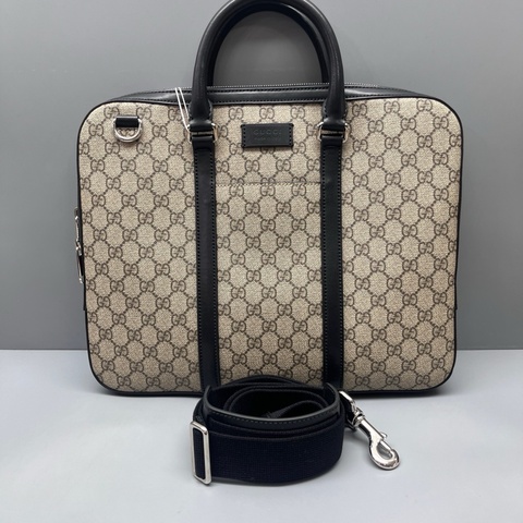 GUCCI 98新 老花拼皮公文包 尺寸36*28 無附件