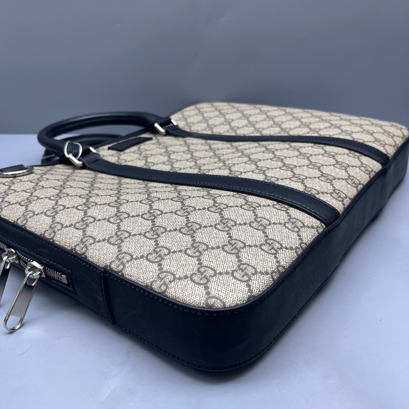 GUCCI 98新 老花拼皮公文包 尺寸36*28 無附件-3