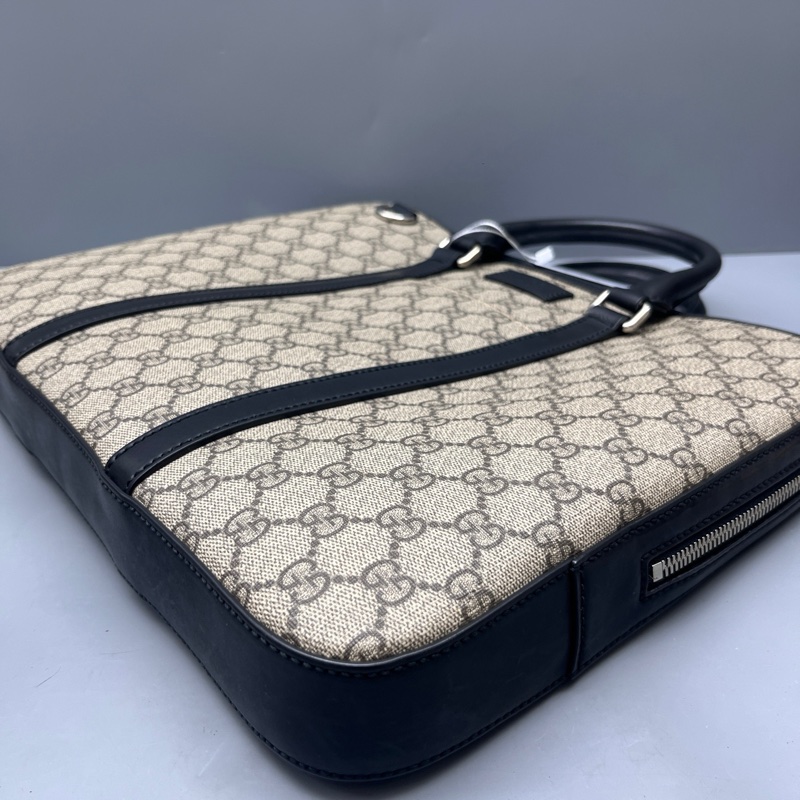 GUCCI 98新 老花拼皮公文包 尺寸36*28 無附件-4