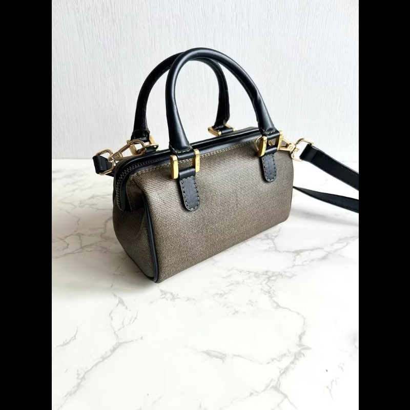 LA LUNE-絕版中古包 Fendi迷你拼皮波士頓包 斜背包 側背包 單肩包 二手-4