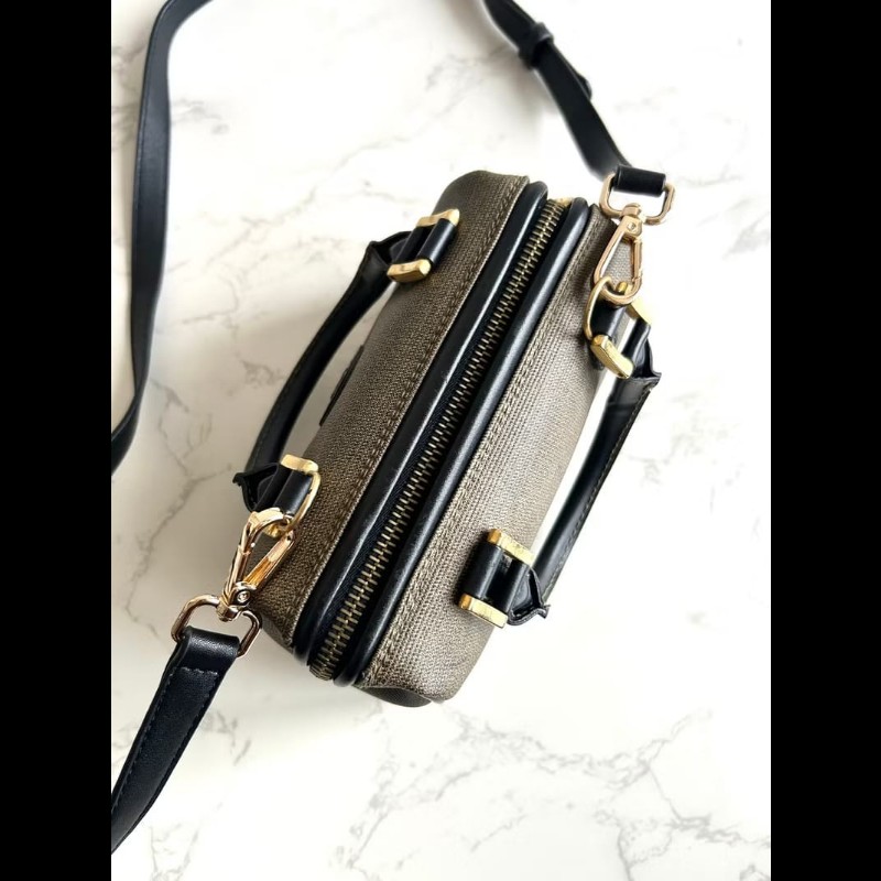 LA LUNE-絕版中古包 Fendi迷你拼皮波士頓包 斜背包 側背包 單肩包 二手-5