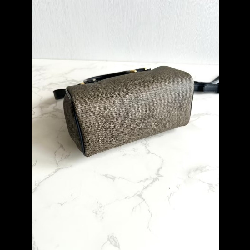 LA LUNE-絕版中古包 Fendi迷你拼皮波士頓包 斜背包 側背包 單肩包 二手-7