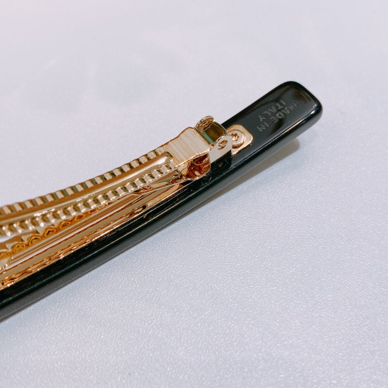 TW4770 MiuMiu 髮夾 黑色Long Logo Hair Clip Black-6