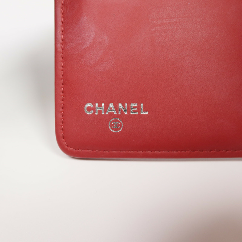CHANEL 牛皮皮革Boy Long Wallet銀扣長錢包-7