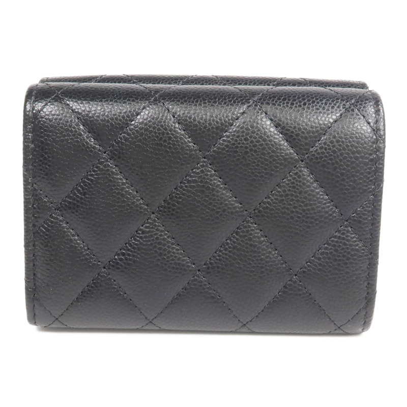 CHANEL 牛皮皮革Classic Small Flat Wallet金扣錢包-1