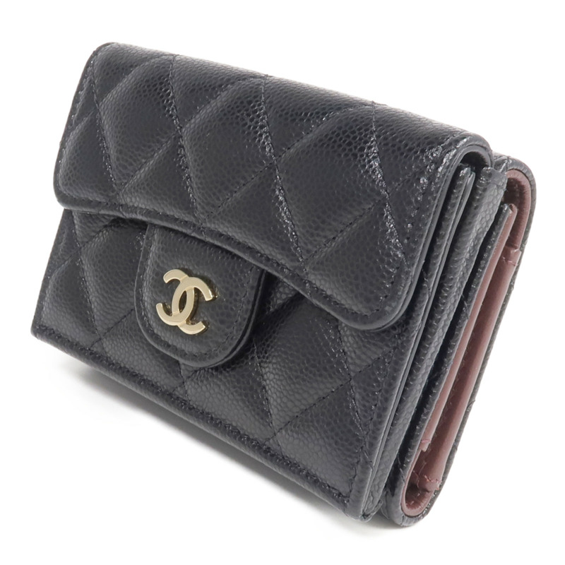 CHANEL 牛皮皮革Classic Small Flat Wallet金扣錢包-2