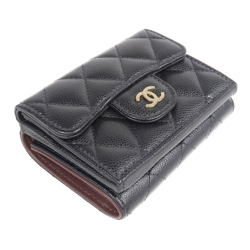 CHANEL 牛皮皮革Classic Small Flat Wallet金扣錢包-3