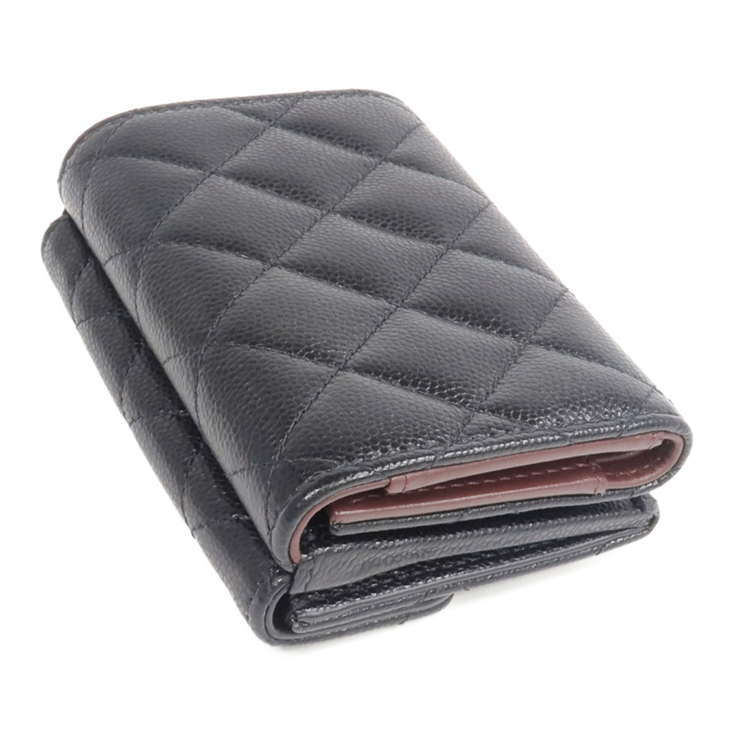 CHANEL 牛皮皮革Classic Small Flat Wallet金扣錢包-4