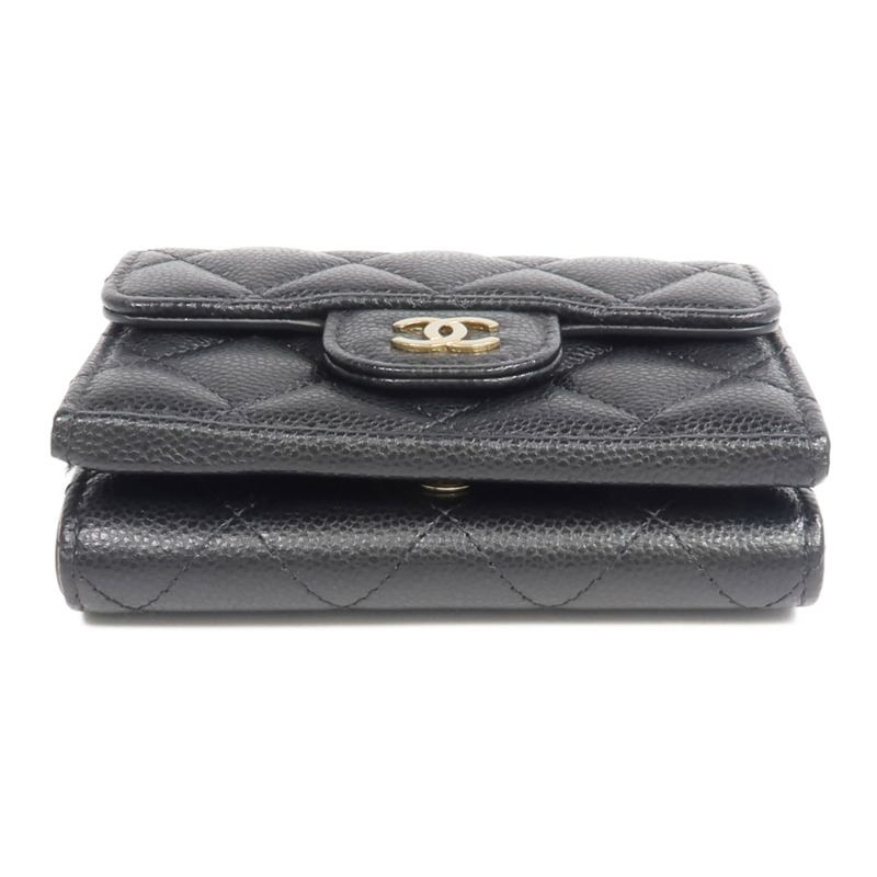 CHANEL 牛皮皮革Classic Small Flat Wallet金扣錢包-5
