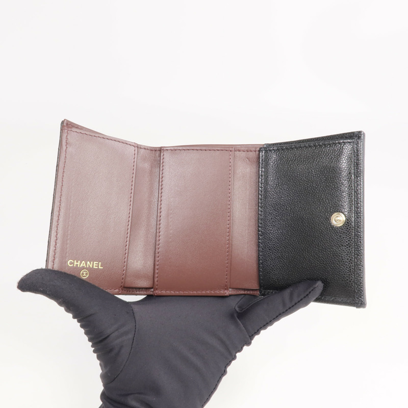 CHANEL 牛皮皮革Classic Small Flat Wallet金扣錢包-6