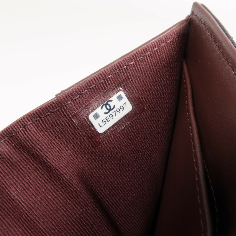 CHANEL 牛皮皮革Classic Small Flat Wallet金扣錢包-9