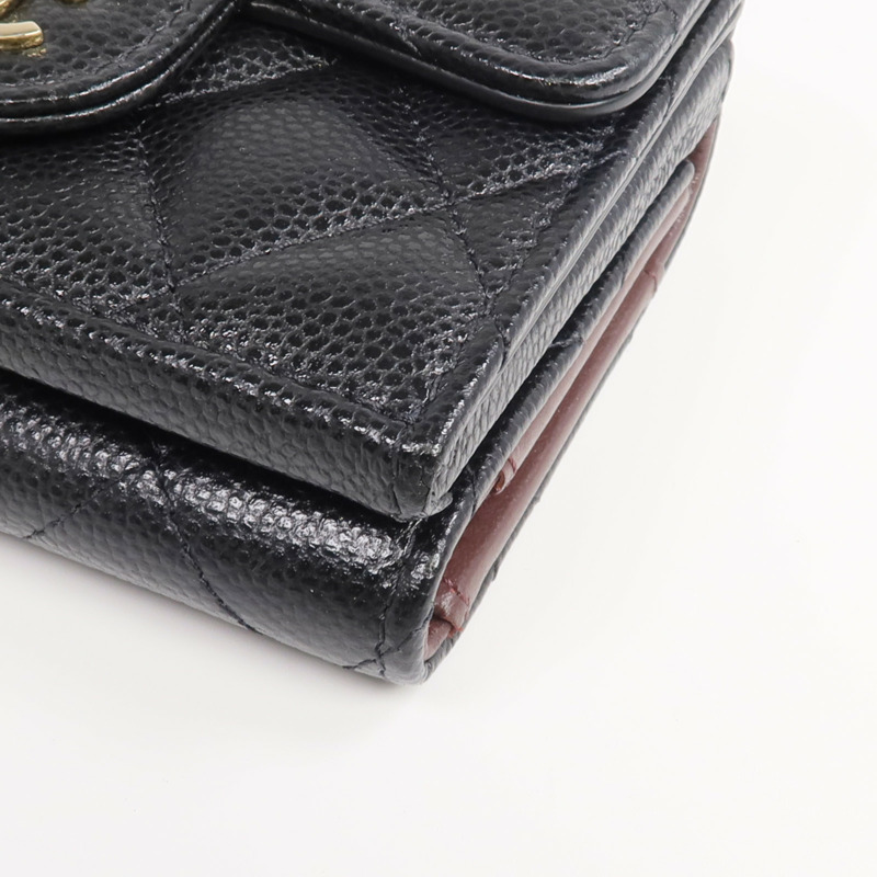 CHANEL 牛皮皮革Classic Small Flat Wallet金扣錢包-10