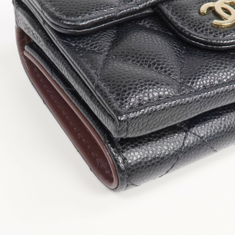 CHANEL 牛皮皮革Classic Small Flat Wallet金扣錢包-11