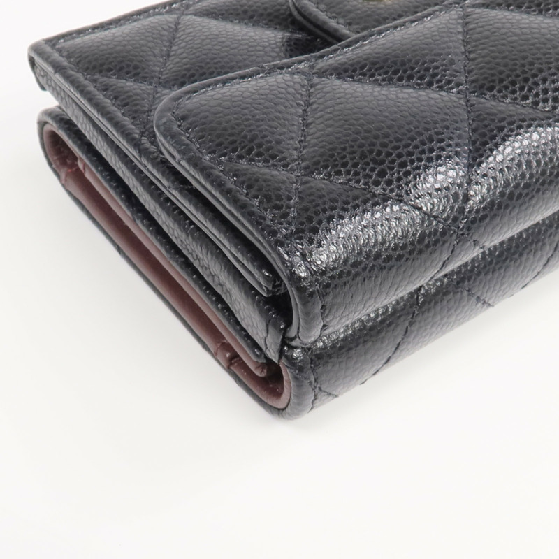 CHANEL 牛皮皮革Classic Small Flat Wallet金扣錢包-12