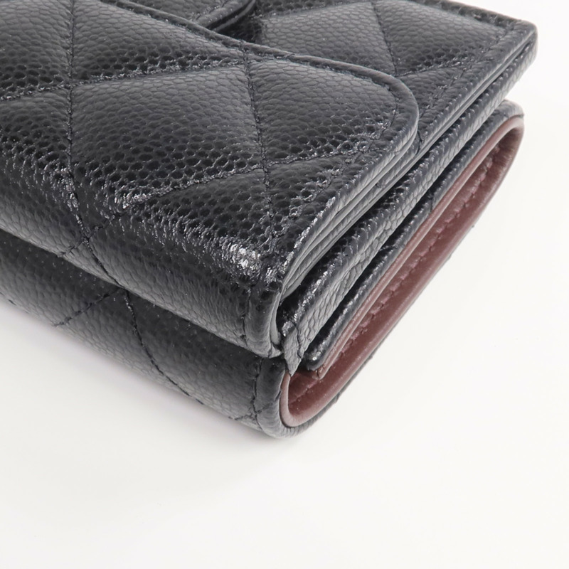 CHANEL 牛皮皮革Classic Small Flat Wallet金扣錢包-13