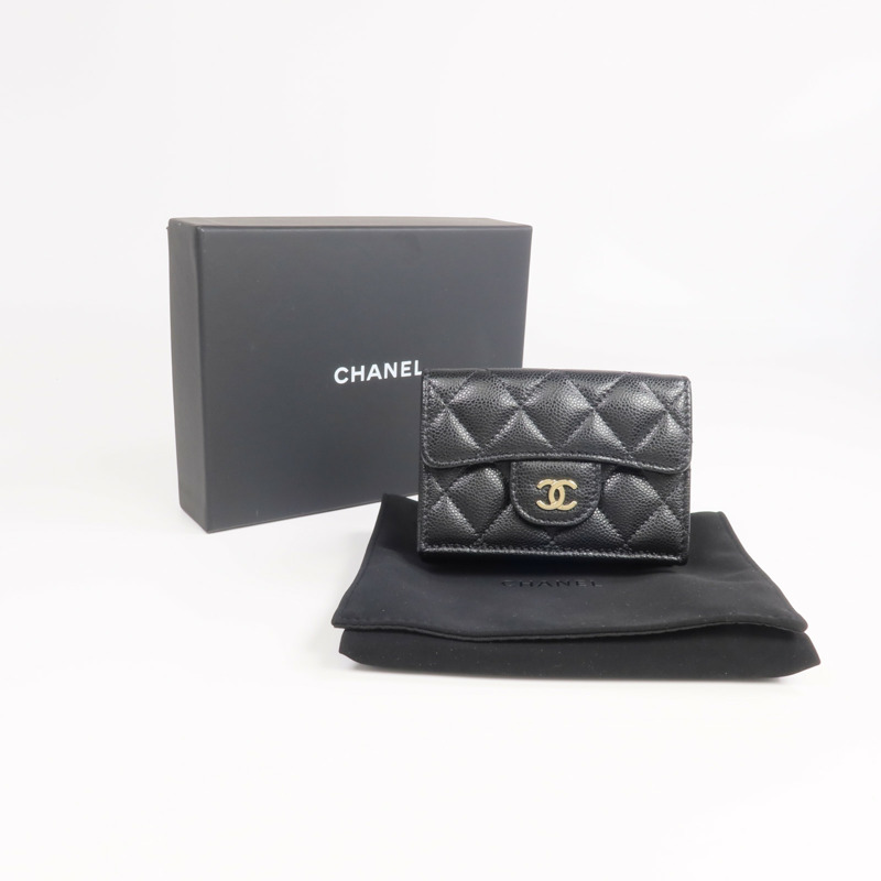 CHANEL 牛皮皮革Classic Small Flat Wallet金扣錢包-15