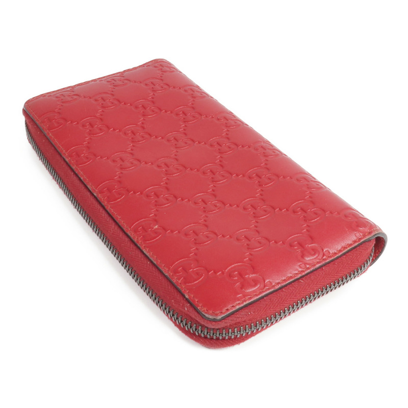 GUCCI 牛皮皮革Zipper Long Wallet銀扣長錢包-4