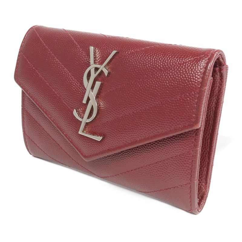 SAINT LAURENT 牛皮皮革Small Envelope Wallet銀扣錢包-2