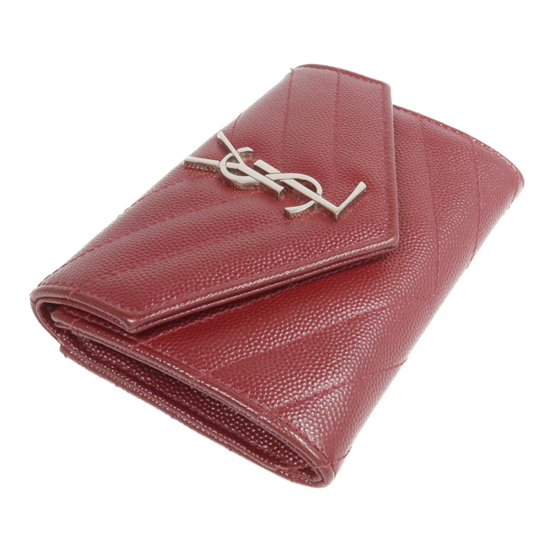 SAINT LAURENT 牛皮皮革Small Envelope Wallet銀扣錢包-3