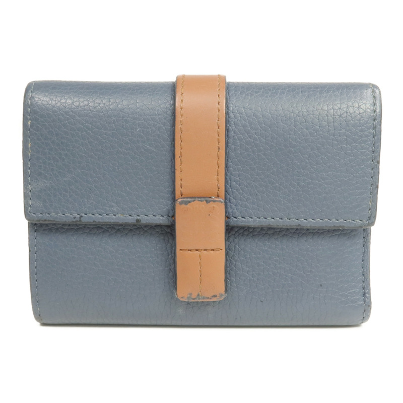 LOEWE 牛皮皮革Wallet銀扣錢包-0
