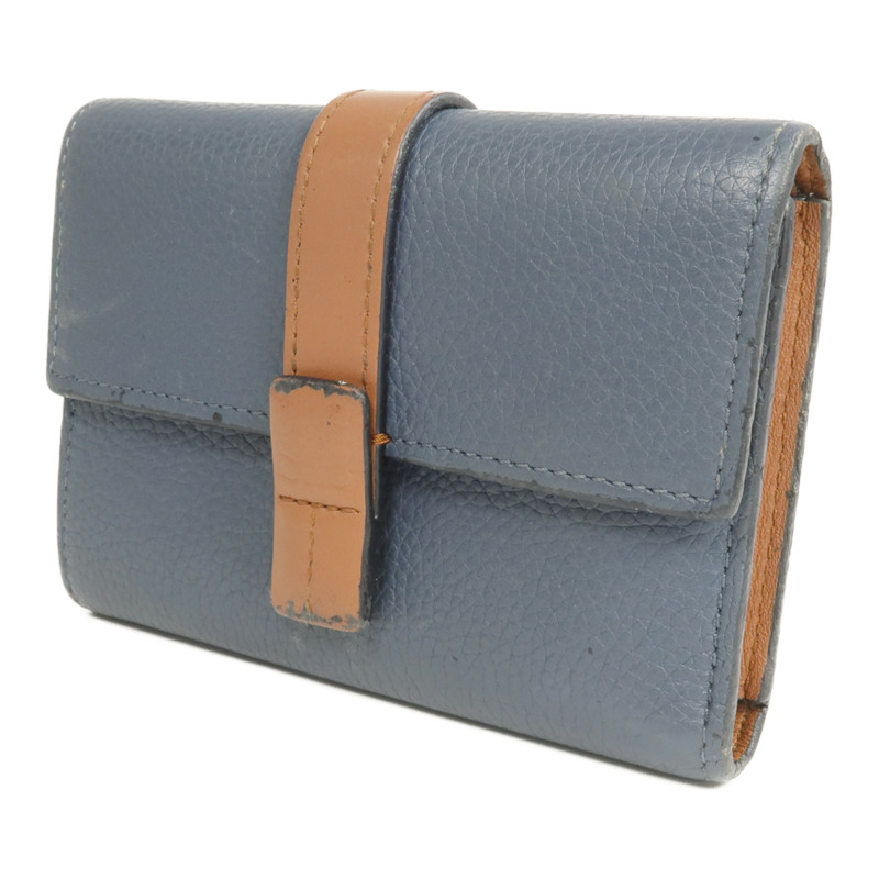 LOEWE 牛皮皮革Wallet銀扣錢包-2