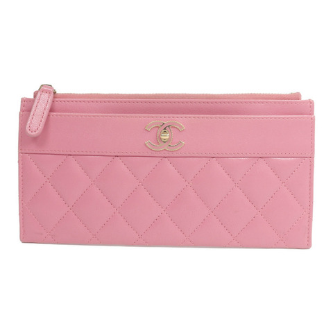 CHANEL 牛皮皮革Long Wallet金扣長錢包