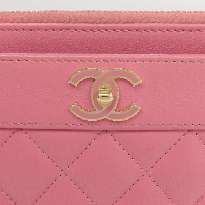 CHANEL 牛皮皮革Long Wallet金扣長錢包-10