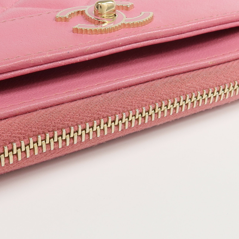 CHANEL 牛皮皮革Long Wallet金扣長錢包-12